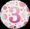 18" ROUND FOIL AGE 3 PINK DOTS